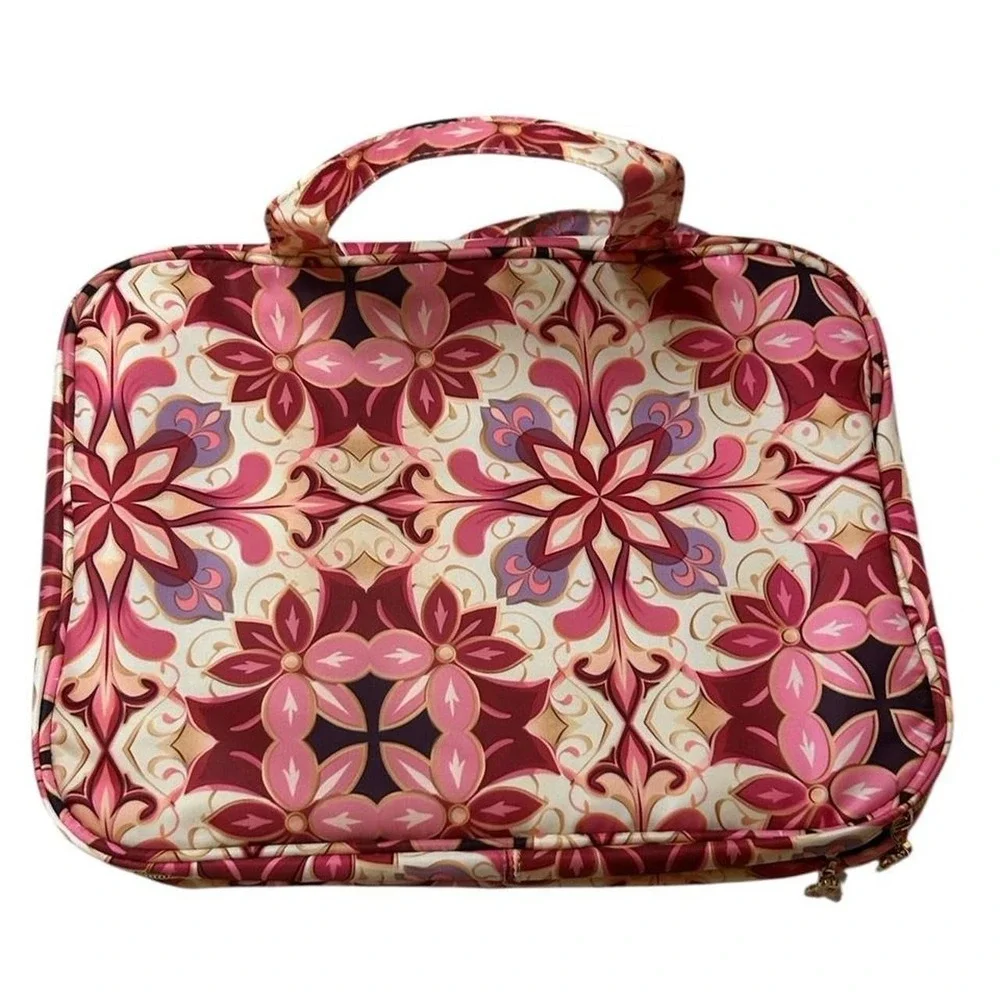 Travel Toiletry Bag Pink Floral Advinity Large Makeup Organizer Boho NWT